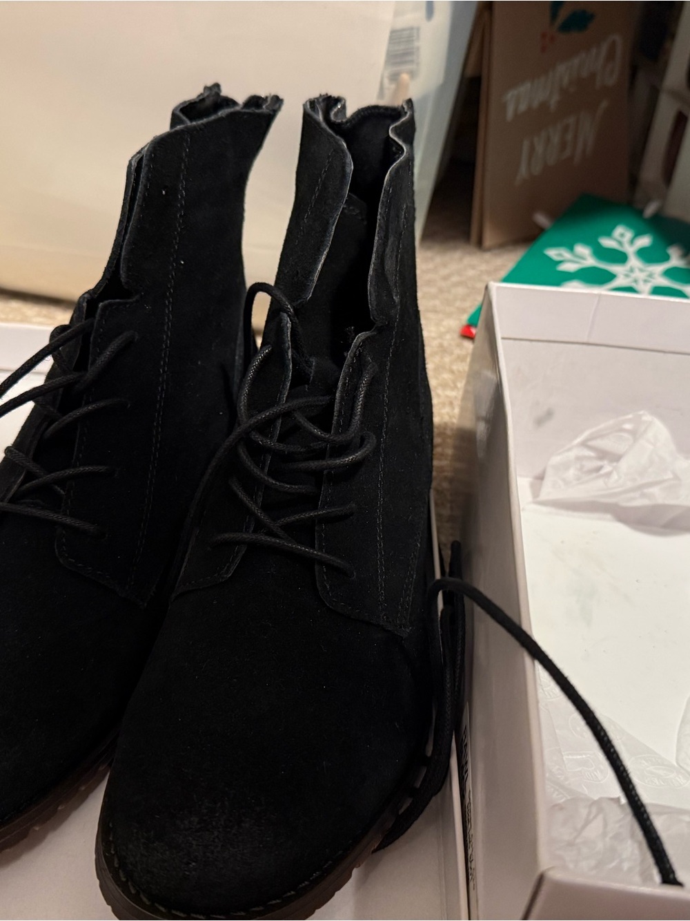 Steve Madden Black Suede Lace-Up Ankle Boots